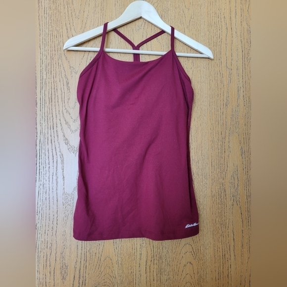 Eddie Bauer Resolution 360 Y-back tank top in maroon/ruby S - Picture 1 of 7